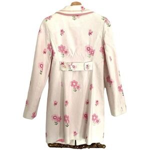 Cynthia Steffe Womens Floral Embordered Coat Size XS White Pique Cotton Lined